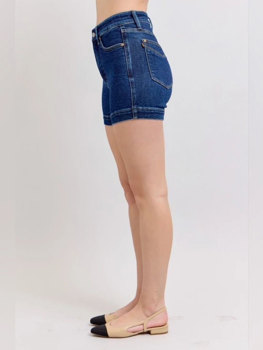 Judy Blue HR Dark Wash Tummy Control Denim Shorts Envelope Pocket Various NEW